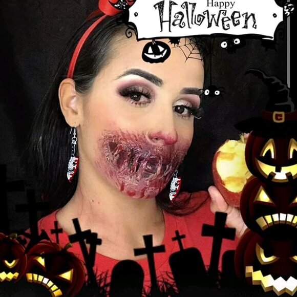 6 Pairs Punk Knife Dagger Drop Dangle Set Gothic Acrylic Printed Knife Earring‎ - Picture 2 of 6